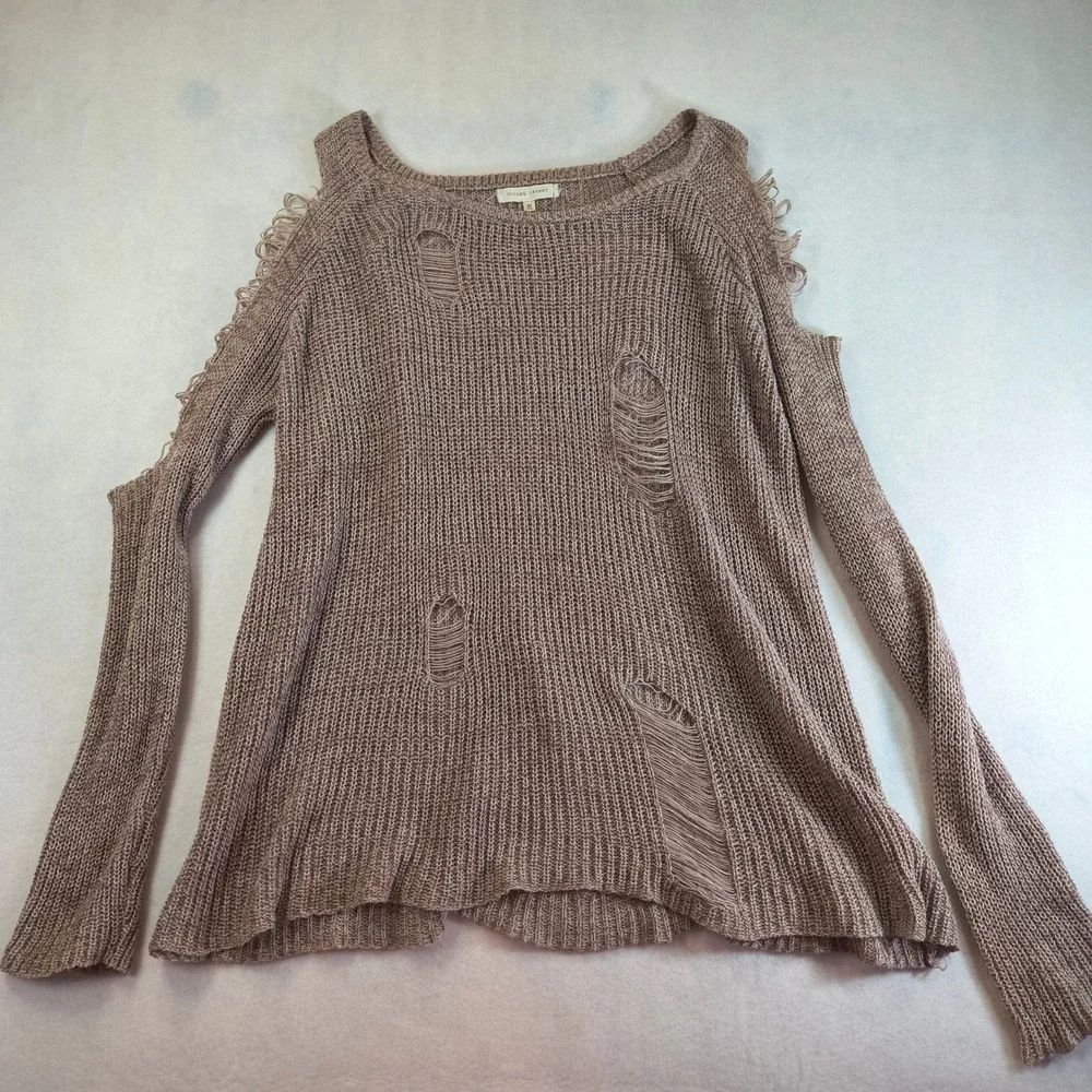 Gilded Intent Shredded Knit Sweater • Distressed Grunge Pullover Top Boho Size M